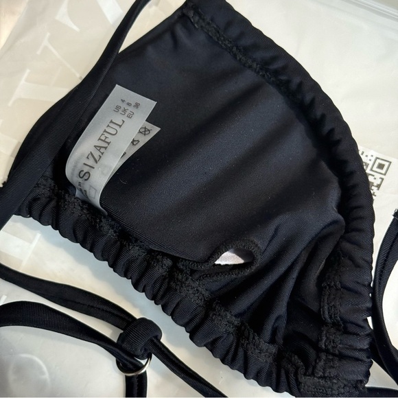 NWT Zaful Black triangle Bikini with tie front and Adjustable Straps Size S - Picture 5 of 5